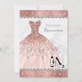 Rose Gold Diamond Sparkle Glam Quinceanera Einladung (Vorderseite)