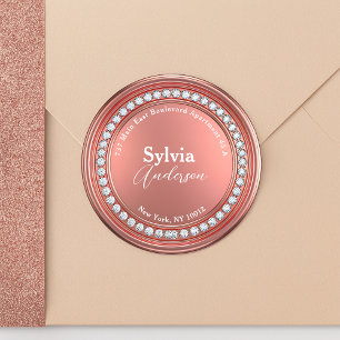 Rose Gold Diamond Sparkor Rücksendeadresse Runder Aufkleber