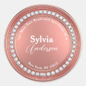 Rose Gold Diamond Sparkor Rücksendeadresse Runder Aufkleber (Vorderseite)