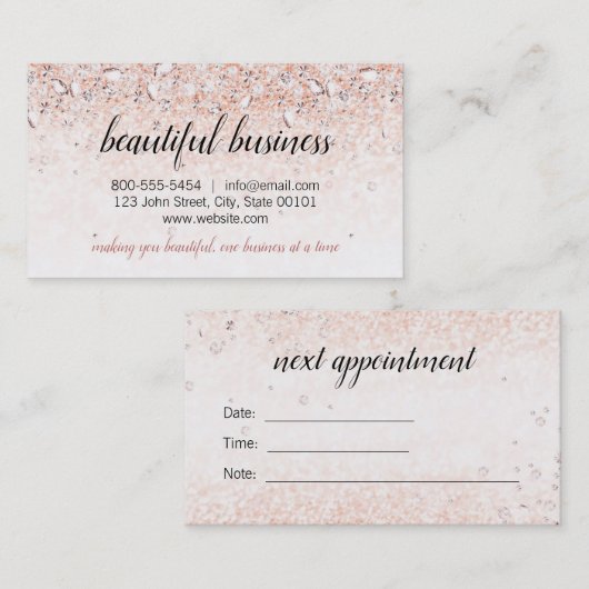 Rose Gold Diamonds Business Card mit Terminierung Terminkarte (Vorne/Hinten)
