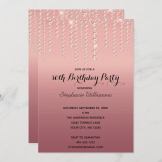 Rose Gold Diamonds Driving Trendy Birthday Einladung