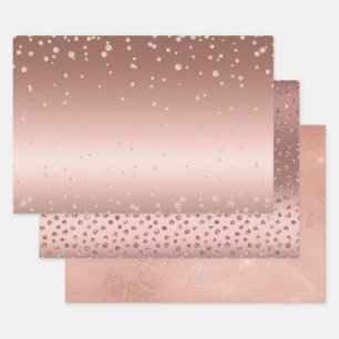 Rose Gold Diamonds Geschenkpapier Set