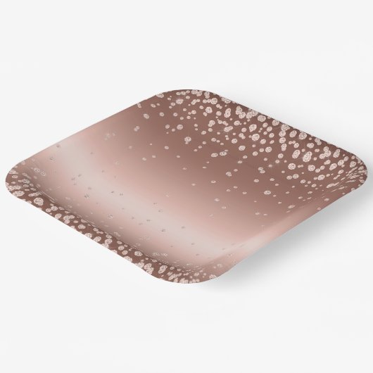 Rose Gold Diamonds Pappteller (Gewinkelt)