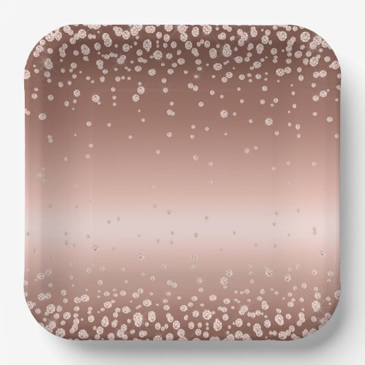 Rose Gold Diamonds Pappteller (Vorderseite)