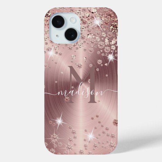 Rose Gold Diamonds - Personalisiert Case-Mate iPhone Hülle (Rückseite)