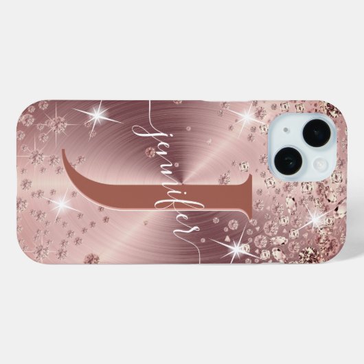 Rose Gold Diamonds - Personalized   Case-Mate iPhone Hülle (Rückseite (Horizontal))