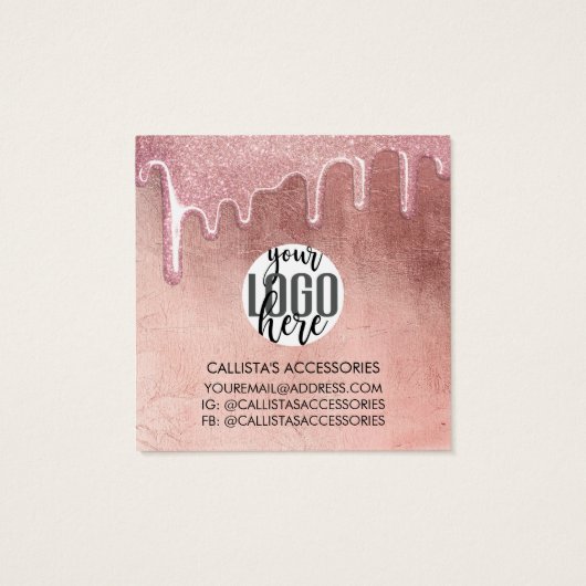 Rose Gold Dick Glitzer Tropfen Logo-Clip (Rückseite)