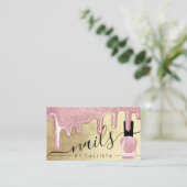 Rose Gold Dicker Glitzer Tropfen Polnische Nägel Visitenkarte (Stehend Vorderseite)