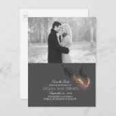 Rose Gold Dipped Feathers Chic Foto Save the Date Ankündigungspostkarte (Vorne/Hinten)
