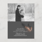 Rose Gold Dipped Feathers Chic Foto Save the Date Ankündigungspostkarte (Vorderseite)