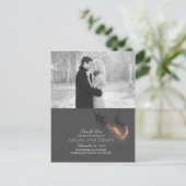 Rose Gold Dipped Feathers Chic Foto Save the Date Ankündigungspostkarte (Stehend Vorderseite)