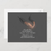 Rose Gold Dipped Feathers Chic Save the Date Ankündigungspostkarte (Vorne/Hinten)