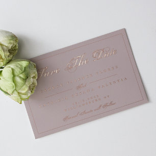 Rose Gold Dirty Pink Classic Foto Save the Date Folieneinladung