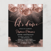 Rose Gold Disco Ball 40. Geburtstag Einladung (Vorderseite)