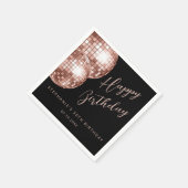 Rose Gold Disco Ball Happy Birthday Serviette (Ecke)