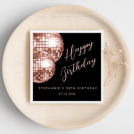 Rose Gold Disco Ball Happy Birthday Serviette