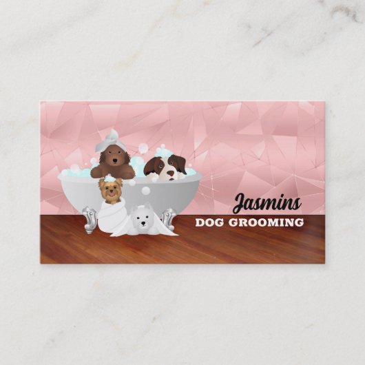 Rose Gold Dog Bath Business Cards Visitenkarte (Vorderseite)