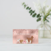 Rose Gold Dog Grooming Glitzer Pet Services Visitenkarte (Stehend Vorderseite)