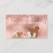 Rose Gold Dog Grooming Glitzer Pet Services Visitenkarte (Vorderseite)