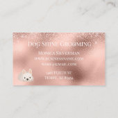 Rose Gold Dog Grooming Glitzer Pet Services Visitenkarte (Rückseite)