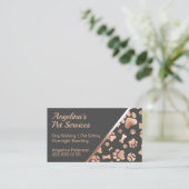 Rose Gold Dog Walker Pet Print Visitenkarte (Stehend Vorderseite)