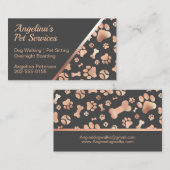 Rose Gold Dog Walker Pet Print Visitenkarte (Vorne/Hinten)