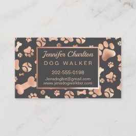 Rose Gold Dog Walker Pet Sitter Pfosten Drucken Visitenkarte