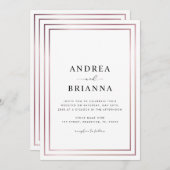 Rose Gold Doppelgrenzrahmen in einer Hochzeit Einladung (Vorne/Hinten)