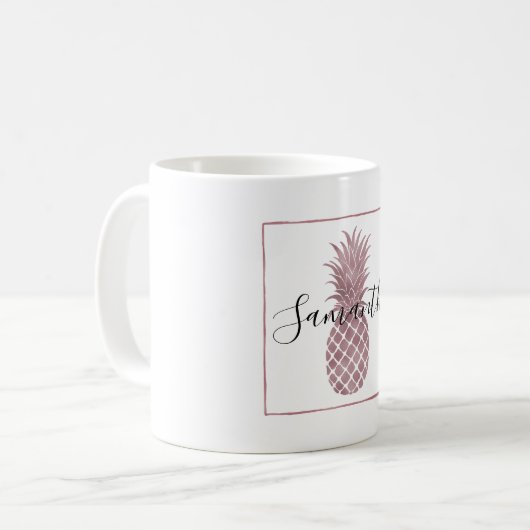 Rose Gold Dots Ananas Kaffeetasse (Vorderseite Links)