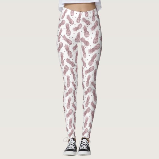 Rose Gold Dots Ananas Leggings (Vorderseite)