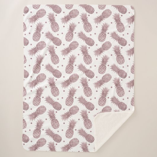 Rose Gold Dots Ananas Sherpadecke (Vorderseite)
