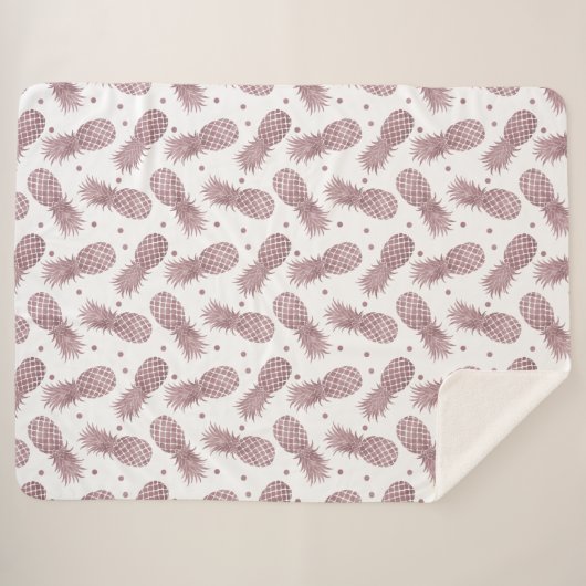 Rose Gold Dots Ananas Sherpadecke (Vorderseite (Horizontal))