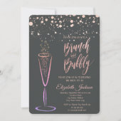 Rose Gold Dots Champagner Glass Brautparty Einladung (Vorderseite)