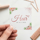 Rose Gold Dots Scheren Blumenhaar Stylist Quadratische Visitenkarte