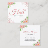 Rose Gold Dots Scheren Blumenhaar Stylist Quadratische Visitenkarte (Vorne/Hinten)