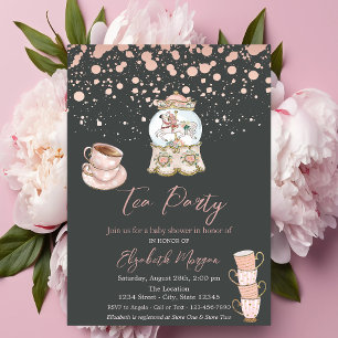 Rose Gold Dots Tea Party Kinderdusche Einladung