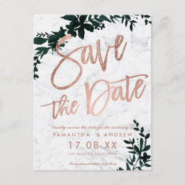 Rose Gold Drehbuch Blumengrün Save the Date Ankündigungspostkarte