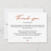 Rose Gold Drehbuch Bridal Virtual Dusche Vielen Da Dankeskarte (Vorderseite)