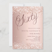 Rose Gold Drehbuch elegante Konfetti 60. Geburtsta Einladung (Vorderseite)