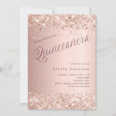 Rose Gold Drehbuch elegante Quinceanera Einladung (Vorderseite)