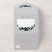 Rose Gold Drehbuch Florgrau Hochzeit All In One Einladung (Außenbereich)