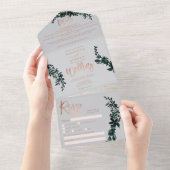 Rose Gold Drehbuch Florgrau Hochzeit All In One Einladung (Abreißen)