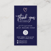 Rose Gold Drehbuch Herz Marine Logo Auftrag Vielen Visitenkarte (Vorderseite)