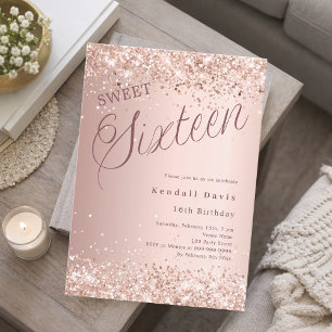 Rose Gold Drehbuch moderne Sweet 16 Einladung