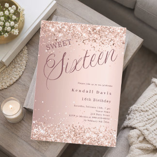 Rose Gold Drehbuch moderne Sweet 16 Einladung