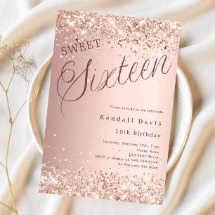 Rose Gold Drehbuch moderne Sweet 16 Einladung