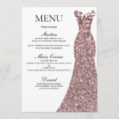 Rose Gold Dress Birthday Party Brautparty Menükarte (Vorderseite)