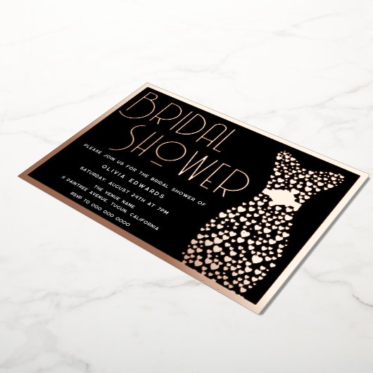 Rose Gold Dress Black Brautparty Folieneinladung (Gedreht)