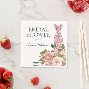 Rose Gold Dress & Blush Pink Blume Brautparty Serviette