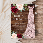 Rose Gold Dress Blush Red Rustikales Brautparty Einladung